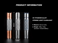 1000 Lumens Rechargeable Battery Tail-Switch LED EDC Pocket Titanium Flashlight