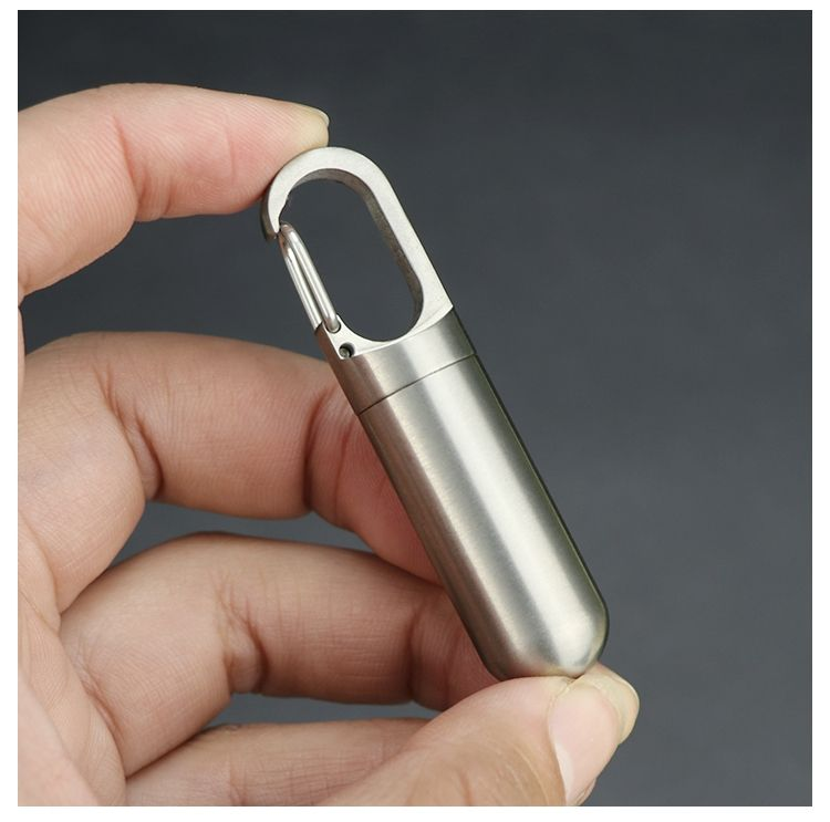 JXT Wholesale Keychain Pill Holder Case for Pure Titanium Capsule Waterproof Travel Pill Box for Outdoor Camping