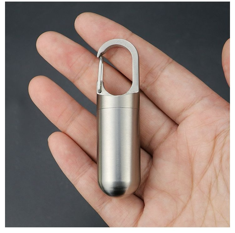 JXT Wholesale Keychain Pill Holder Case for Pure Titanium Capsule Waterproof Travel Pill Box for Outdoor Camping