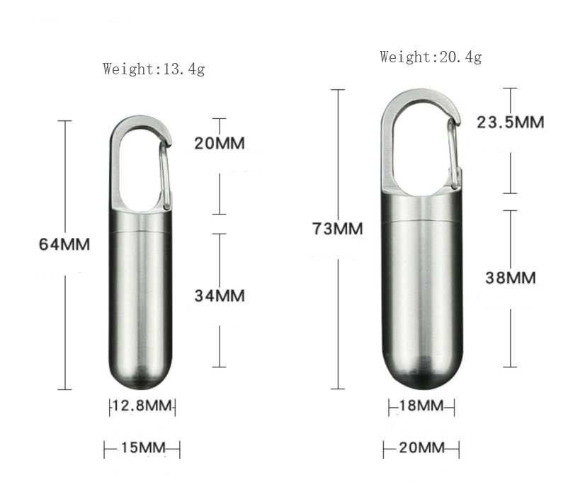 JXT Wholesale Keychain Pill Holder Case for Pure Titanium Capsule Waterproof Travel Pill Box for Outdoor Camping