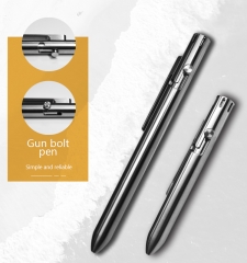 JXT Bolt Action Pen Solid Titanium Self Defense EDC Pocket Pen Metal Tactical Pen with Refills
