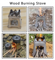 JXT Outdoor Portable Detachable Wood Burning Stove Camping Backpacking Folding Titanium Stove