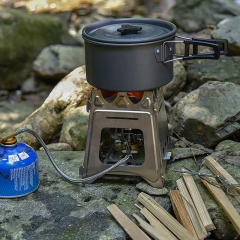 JXT Outdoor Portable Detachable Wood Burning Stove Camping Backpacking Folding Titanium Stove