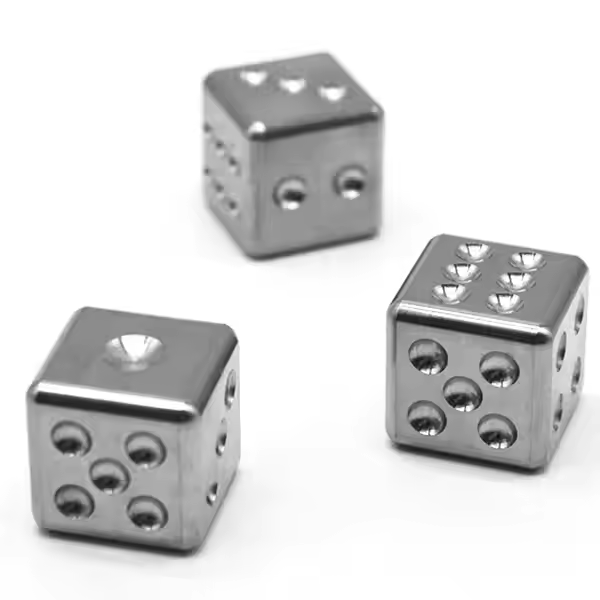 6 Sided Wine whiskey soda drink Cooling Titanium Dice Set Precision Gr5 CNC Machined for play in bar Solid Titanium Dice