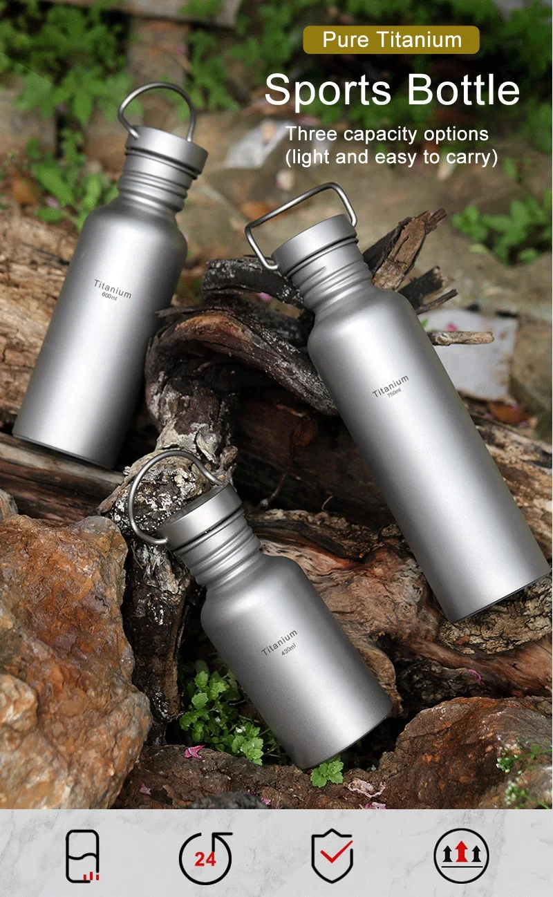 Camping Hiking Eco Friendly Drink Water Bottles Sport Travel Bike Metal Drinkware Titanium Cycling Bottle