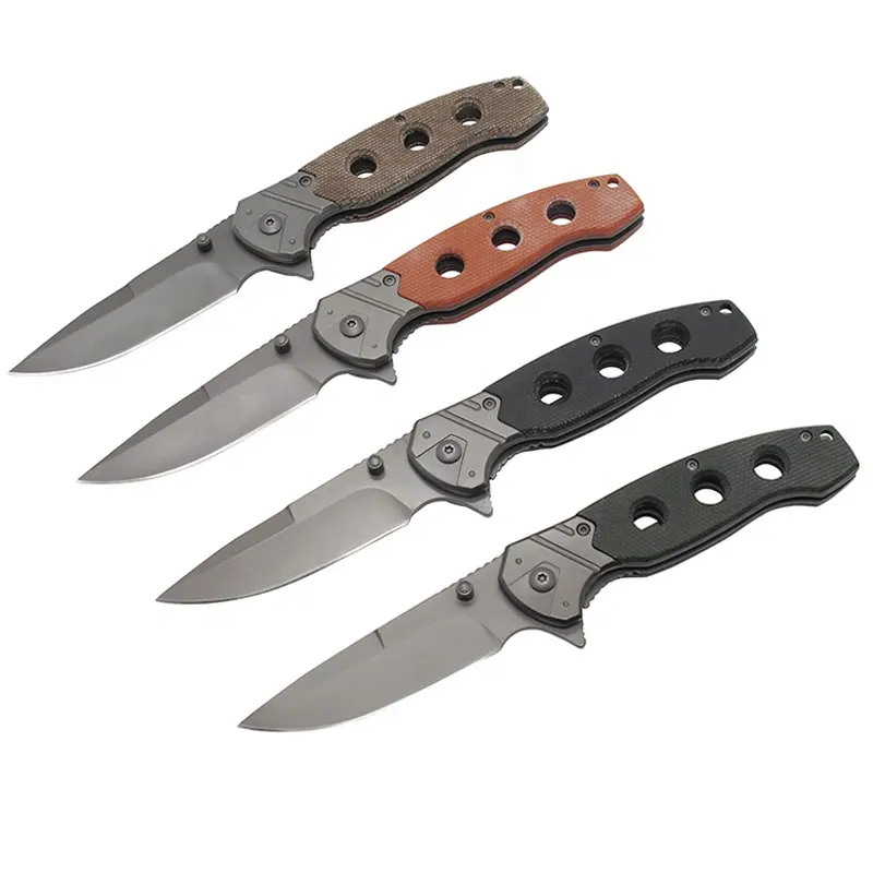 JXT Original Factory Micarta and Steel Material Portable Folding Knife with Clip Pocket Camping & Hunting Knife