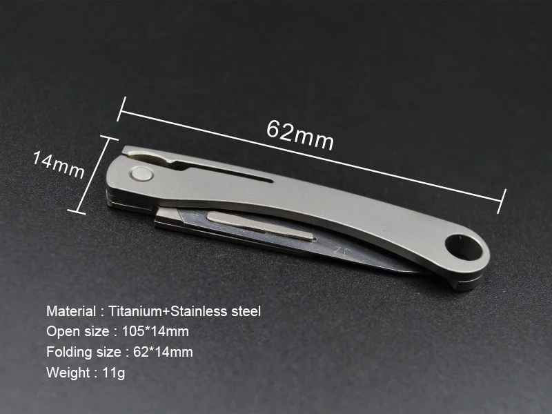 Metal EDC mini knife folding survival titanium pocket knife easily carry with keychain hole