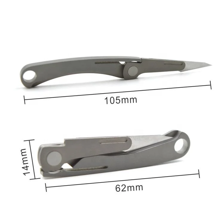 Metal EDC mini knife folding survival titanium pocket knife easily carry with keychain hole