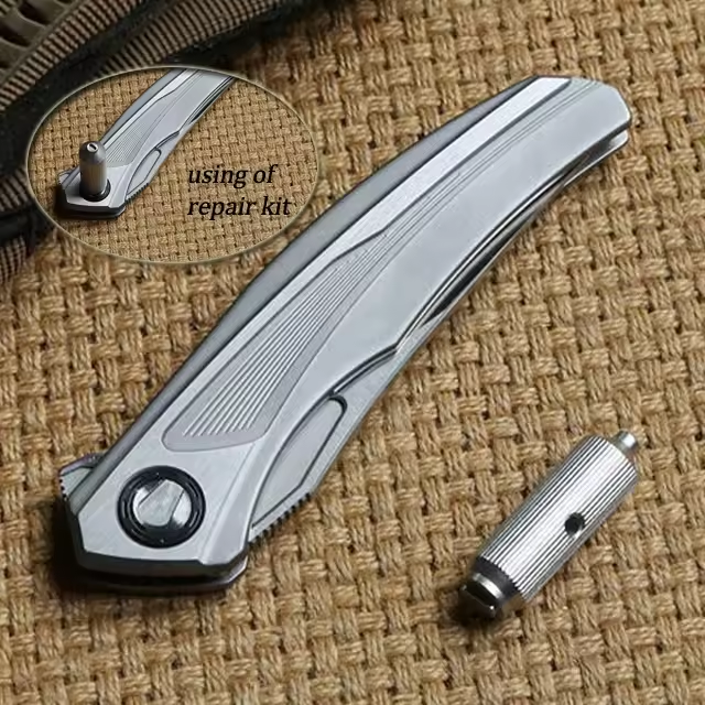 mini camping survival folding pocket titanium hunting knife with knife clip