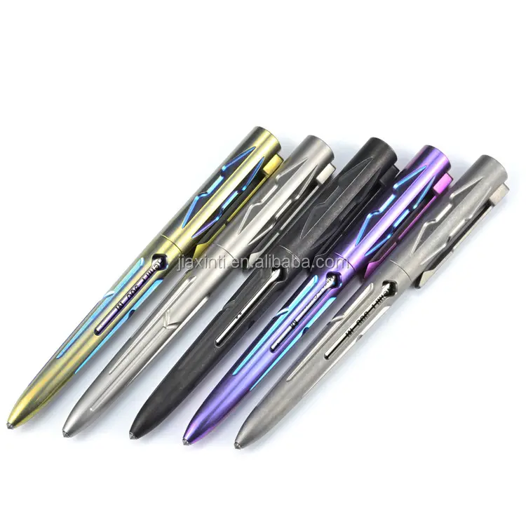 JXT Refillable Office Writing Pen Titanium Click Ballpoint Pen for Writing Fine Nib with Clip