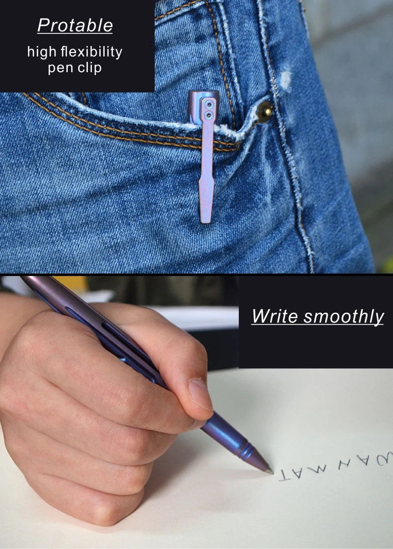 JXT Refillable Office Writing Pen Titanium Click Ballpoint Pen for Writing Fine Nib with Clip