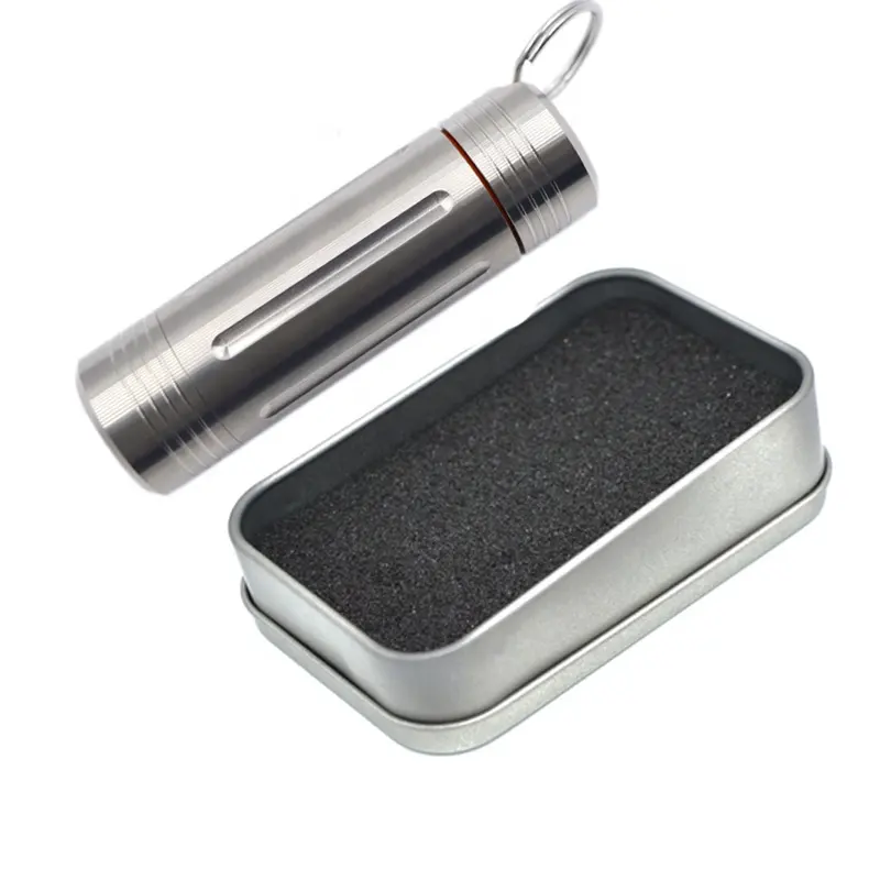 Titanium easy carry metal Layered emergency tablet box vitamin pill bottle