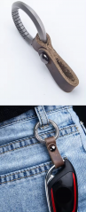 JXT Leather Belt Key Organizer Quick Release Carabiner Titanium Keychain Clip EDC with Leather