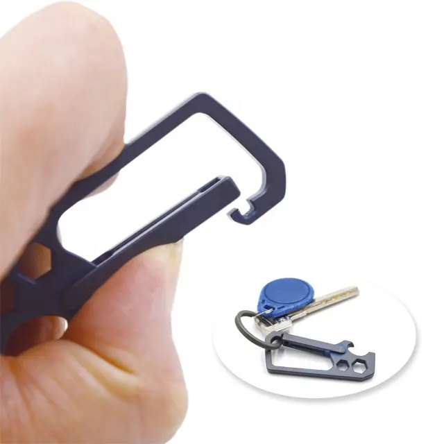 multi tool climbing titanium carabiner with bottle opener and hexagon