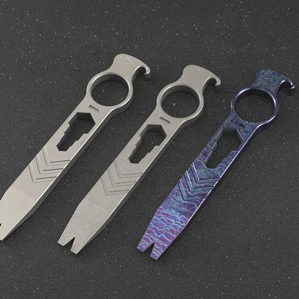 Multi Functional CNC TC4 Crowbar Keychain Prybar EDC Pocket Tool Titanium Pry Bar