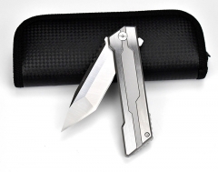 Tactical Folding Pocket GR5 titanium Knife for men 14C28N Stainless Steel Blade Frame Lock EDC Camping Knives Belt Clip Carry