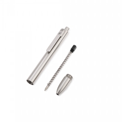 Titanium Alloy Metal Short Click Pen With Stainless Steel Pocket Clip Ballpoint Pens Replaceable Refill for Business Office Daily Use