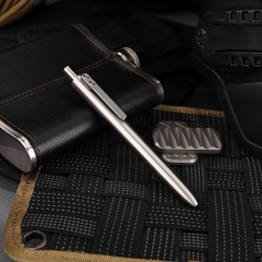 Titanium Alloy Metal Short Click Pen With Stainless Steel Pocket Clip Ballpoint Pens Replaceable Refill for Business Office Daily Use