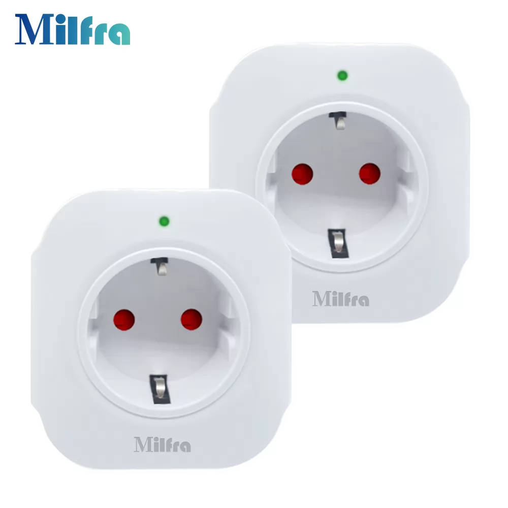 Portable Smart Wall Plug  EU/FR Wi-Fi Socket Tuya Smart Life App Remote Control (2 Pack)