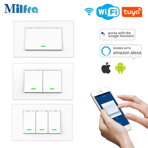 Milfra Smart Remote Control Light Switch Push Button Wifi Power Switch Smart Home