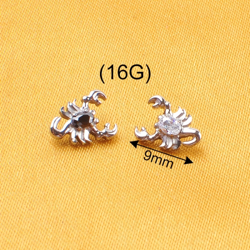Design Jewelry Hyperbole Animal Insect Earring for Men and Women Silver Plated ASTM-F136 titanium Scorpion Shape Stud Earring--P233
