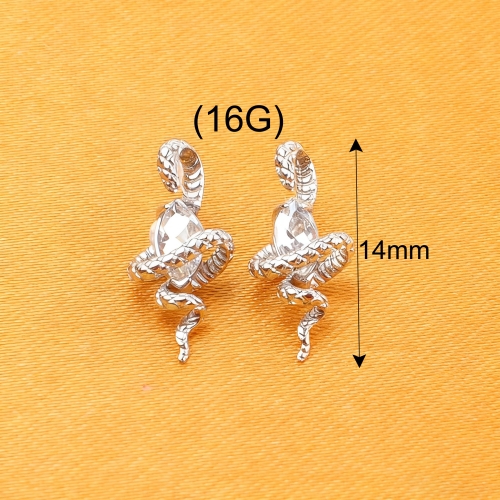Jewelry's Fashionable ASTM-F136 Titanium Snake Ear Tragus Piercing Cartilage Lip Ring Flatback Labret Zircon Children-P510