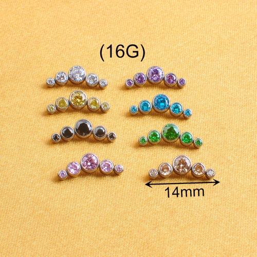 NSPJ Clean Colors Zircon Curve 5 Ziircon Stones tragus piercing Jewelry Labret Piercing ASTM F136 Titanium Piercing Jewelry P027