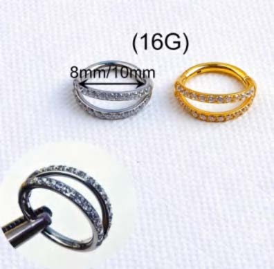 ASTM F136 Titanium Jewelry Hinged Segments Double Row Gemstone Ring Helix Earring Body Piercing Jewelry ASTM F136-W58