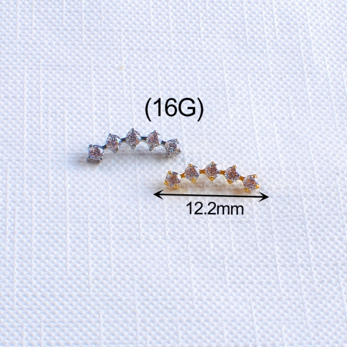 Wholesale trendy custom ASTM-F136 titanium statement simple stud 5 Coupling earrings for ladies piercing supply--P145