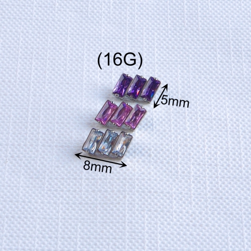 16G Slant Clear Zircon Titanium Internally Threaded Conch Helix Cartilage Earring Jewelry for Women Party--P446