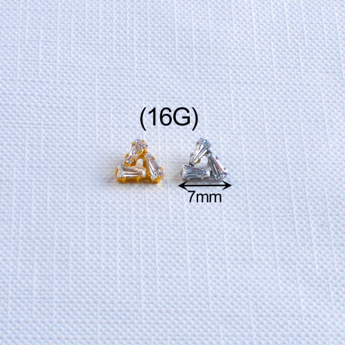 Helix Ear Ring Titanium 3 Baguette CZ Form in Triangle 16G Labret ASTM-F136 titanium Wholesale--P479