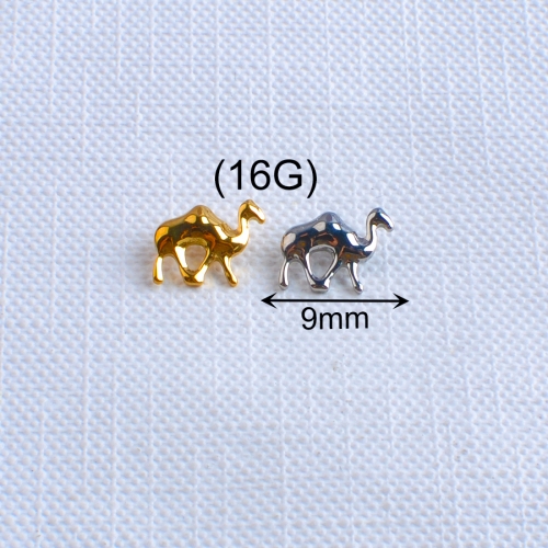 ASTM -F136 Titanium cute Camel Internally threaded Flat Back Labret Ear Cartilage Helix Tragus Piercing Lobe Stud Body Jewelry Labret Nose Studs--P375