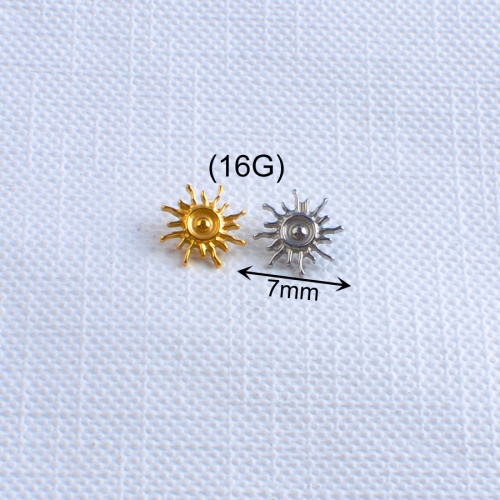 ASTM-F136 Titanium Lip Studs Sun Internally Threaded Earring Flat Back Studs Piercing for Monroe Cartilage--P474