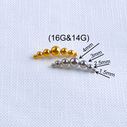 Fashion Jewelry Ear Piercing Jewelry 7Pcs Titanium Balls ASTM F136 Titanium Piercing Jewelry 0.9mm Internal Thread P086