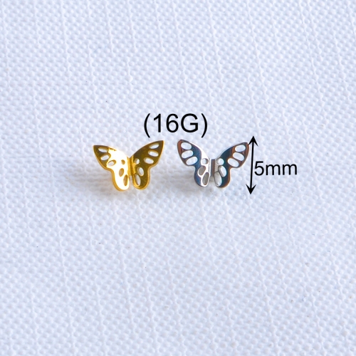 ASTM-F136 Titanium Hollow 3D Butterfly Top Internally Threaded Labret Piercing ear piercing and helix piercing--P192