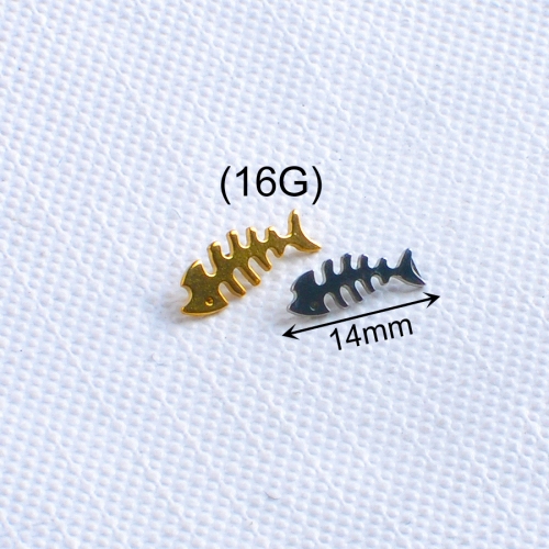 F136 Titanium Cute Mini Fishbone Stud Earrings Women Girls Party Jewelry-P259