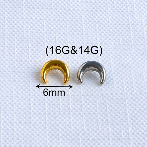 Moon Top Titanium 16G Top 3D Stereoscopic Curved Flat Helix Earring Piercing Labret ASTM-F136 titanium Cartilage Jewelry -238