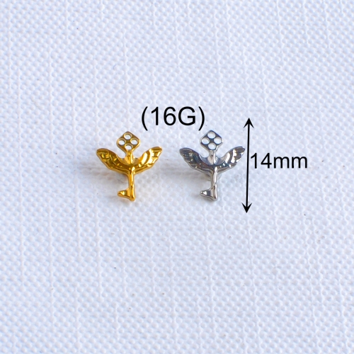 Fashion Jewelry ASTM-F136 6AI-4V ELI G23 Titanium The Key with a wing Flatback Earring Labret Lip Piercing Jewelry--P483