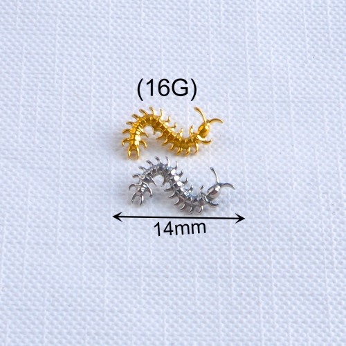 ASTM F136 Titanium 16G Gothic Centipede Cartilage Earring Punk Helix Tragus Conch Snug Ear Labret Piercing Jewelry--P473