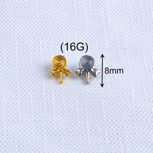 ASTM-F136 Titanium Lollipop Shape 16G Internal Thread Nose Stud Labret Ear Helix Tragus Cartilage Piercing Jewelry--P484