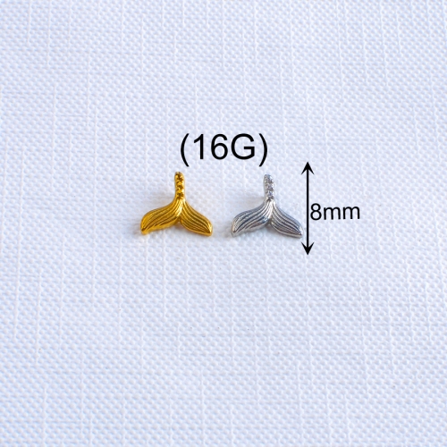 High-end Cute Wholesale Newest Goldfish Tail Design Titanium Internally Threaded Labret Piercing --P585