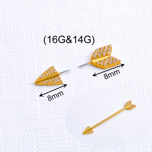 New Trendy Piercing Arrow Industrial Barbell ASTM-F136 titanium Earrings Fashion Body Jewelry for Women Men--T44
