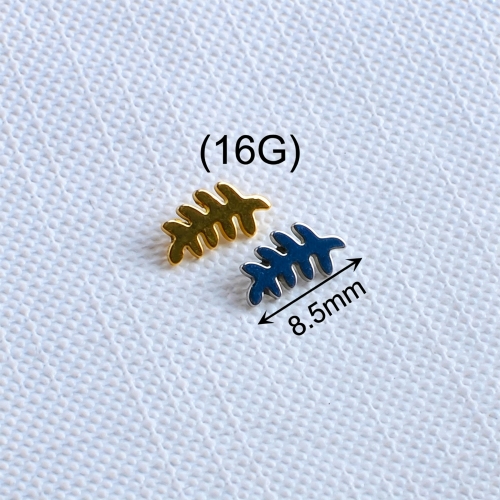 ASTM-F136 Titanium Leaf Threaded End Fairy Tale Earring Stud Zircon Titanium Body Piercing Jewelry--P200