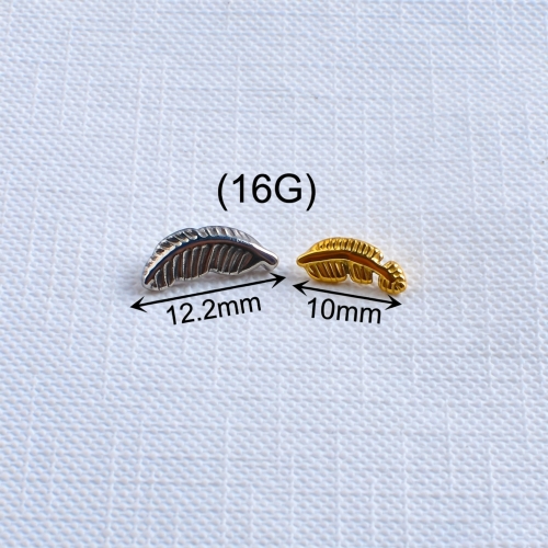 Lip piercing jewelry Body Piercing Jewelry ASTM F136 Titanium Tree Leaf Shape Silver Jewelry Internally Threaded Parts Labret Piercing--P100