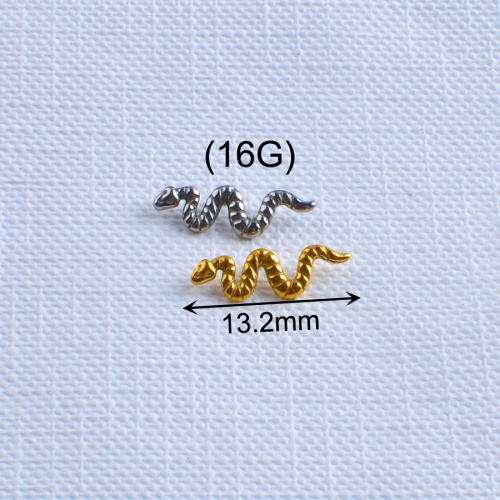 Body Piercing Jewelry Earring Jewelry ASTM F136 Titanium Piercing Jewelry Silver Colour Snake Animal Gift Internally Threaded Jewelry-- P095