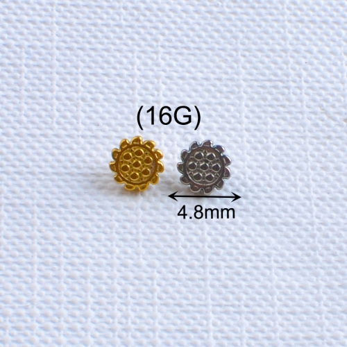 Hydraulic ASTM-F136 titanium Sunflower Shape Loose Carved for Jewelry Helix Conch Nose Piercing Body Jewelry--P532