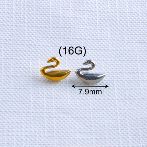 ASTM F136 Titanium 16G Swan Shaped Labret Lip Piercing Ear Studs Flat Back Zircon Earrings Nose Tragus Helix Lobe Jewelry--P590