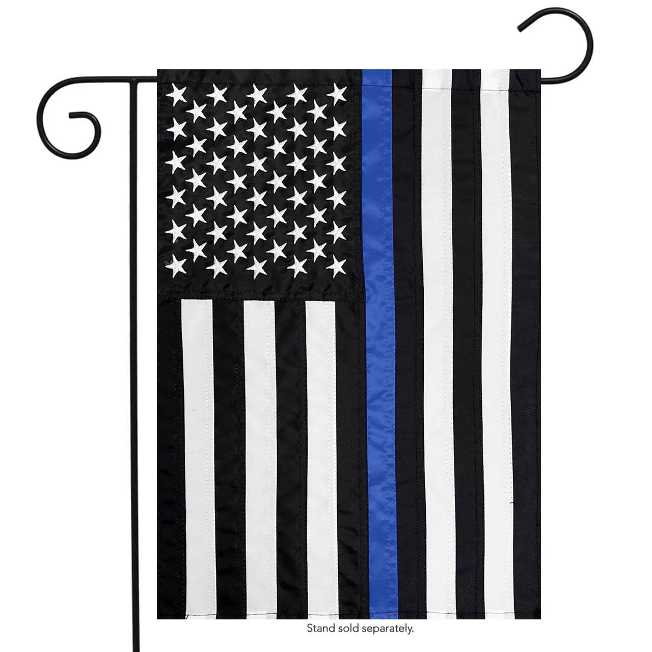 Homissor Classic Thin Blue Line Police Applique & Embroidered Garden Flag 12.5" x 18"