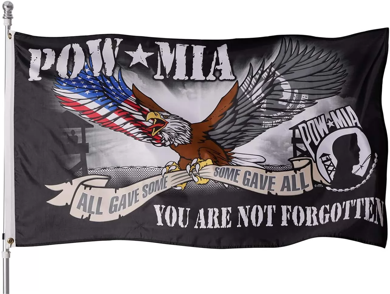 Homissor Pow Mia Eagle Flag 3x5 Outdoor- All Gave Some Some Gave All, You are Not Forgotten Flags Banner