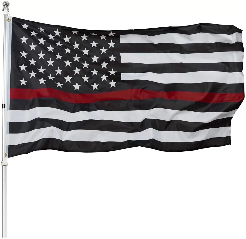 Thin Red Line American Flag 3x5 Ft- Black White Red Stripes American Honoring Firefighter Flags Banner Durable Polyester